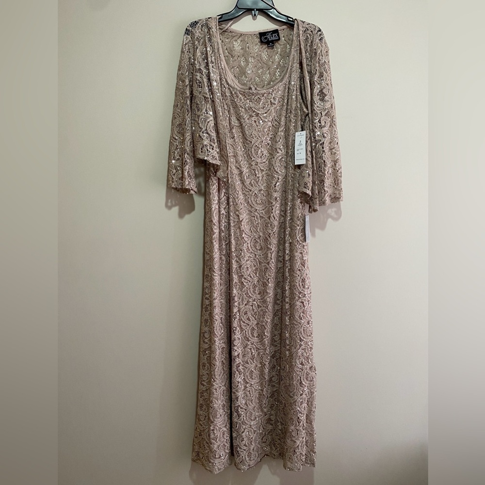 Alex Evenings Sequin Lace Jacket Formal Gown - Picture 4 of 10